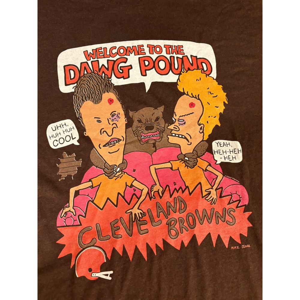Homage Cleveland Browns T Shirt L NWOT Beavis and Butthead Dawg Pound Brown L